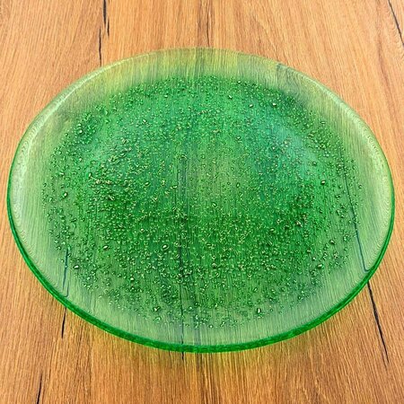 RED POMEGRANATE COLLECTION 11 in. Isla Dinner Plate, Emerald & Gold 0962-6